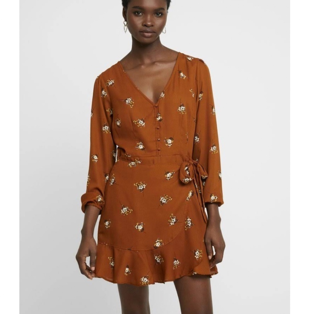 Abercrombie & Fitch Wrap Floral Print Mini Shirt Dress Size XS